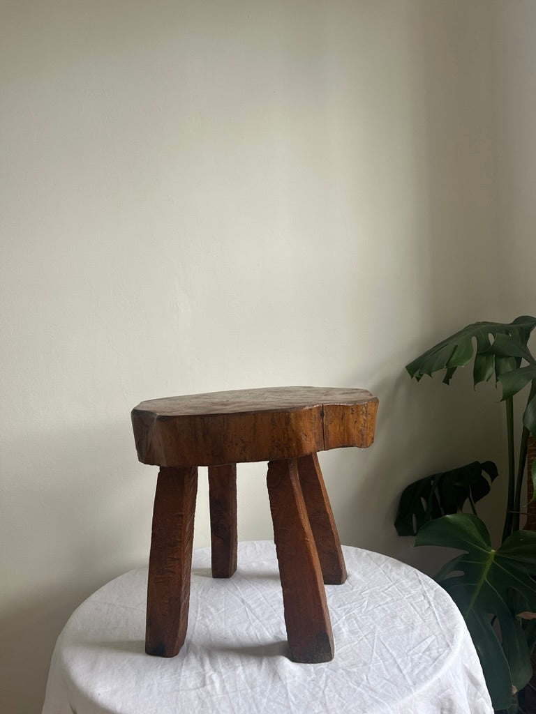 French tripod solid wood stool