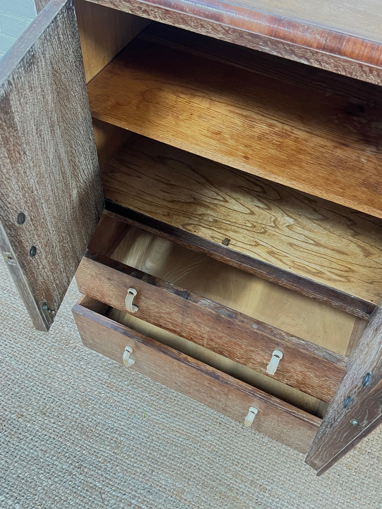 ART DECO LIMED OAK CABINET