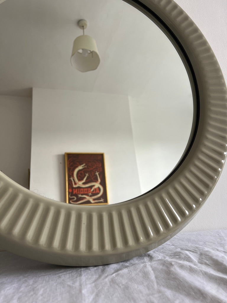 80s large ceramic sunburst mirror