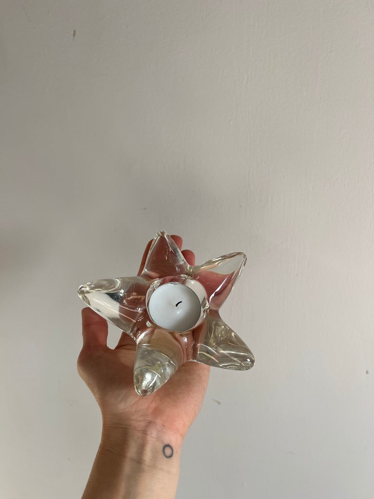 GLASS STAR TEA LIGHT HOLDER