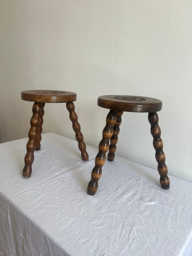 Pair of French bobbin stools