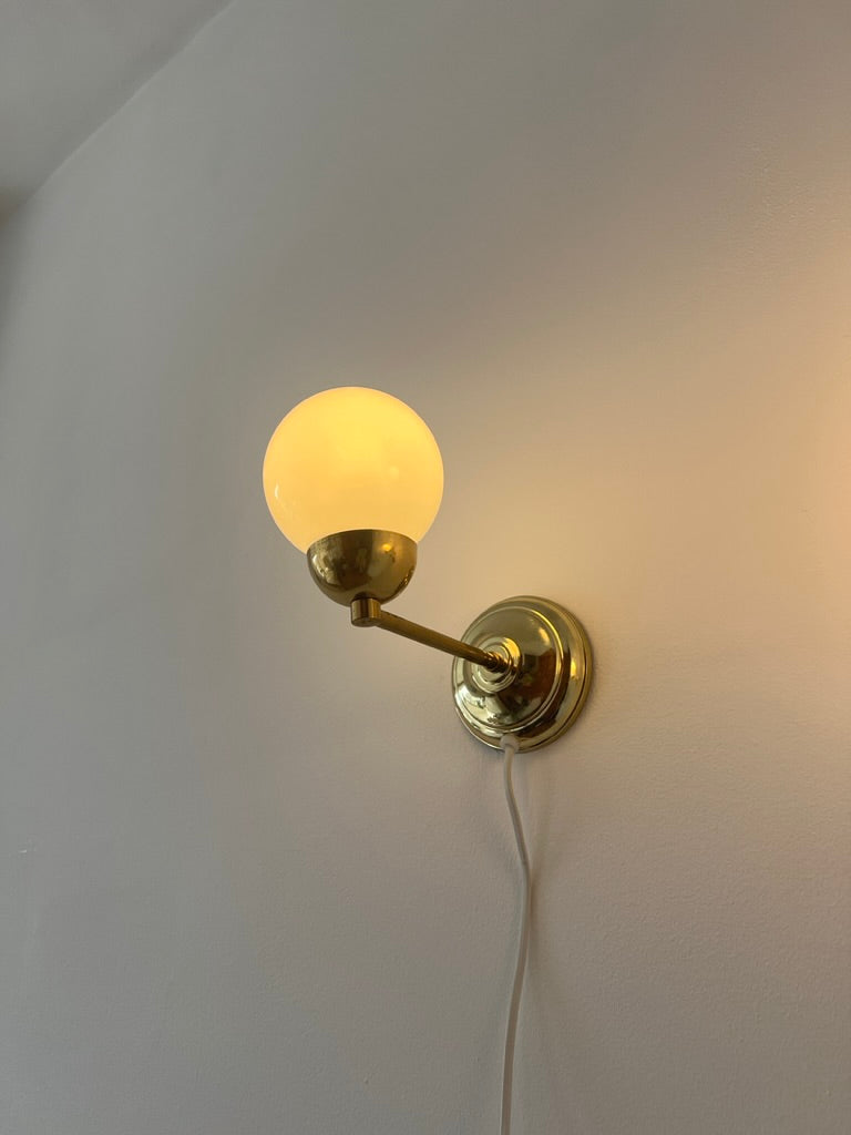 Pair of Swedish small brass globe lights