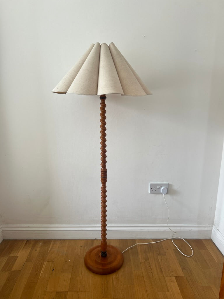 Barley twist floor lamp with scallop shade