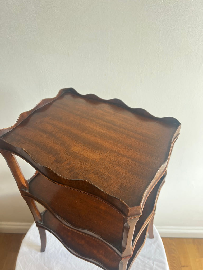 THREE TIERED SCALLOPED SIDE TABLE