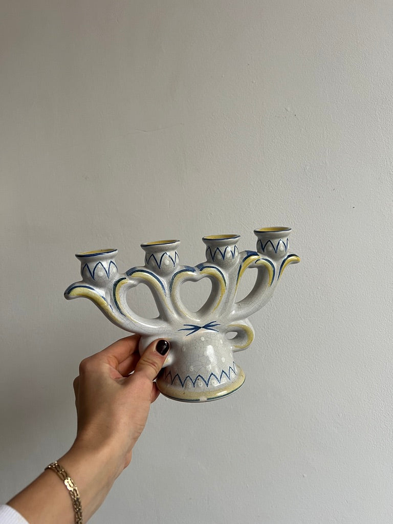 CERAMIC FOUR ARM CANDLE HOLDER
