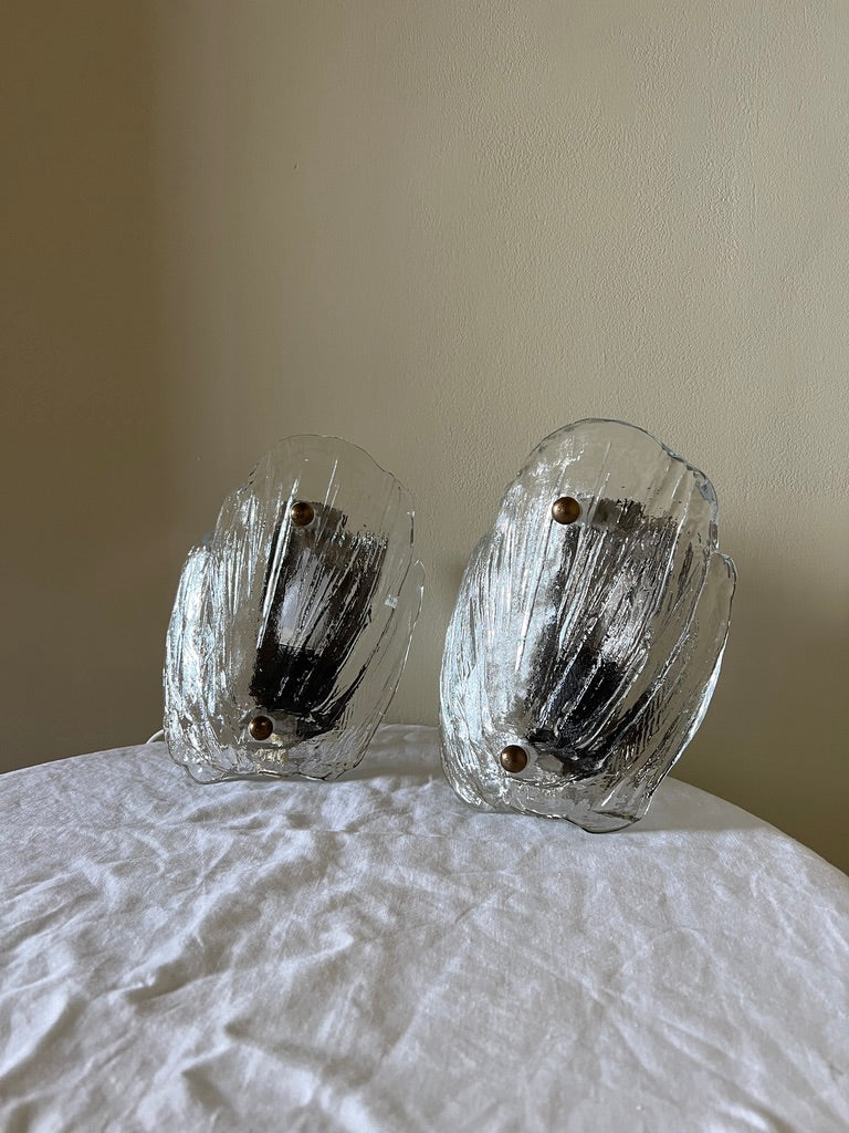60S PAIR OF GLASS WALL LIGHTS
