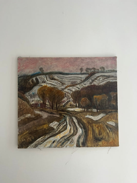 80s signed oil Ukrainian landscape oil painting