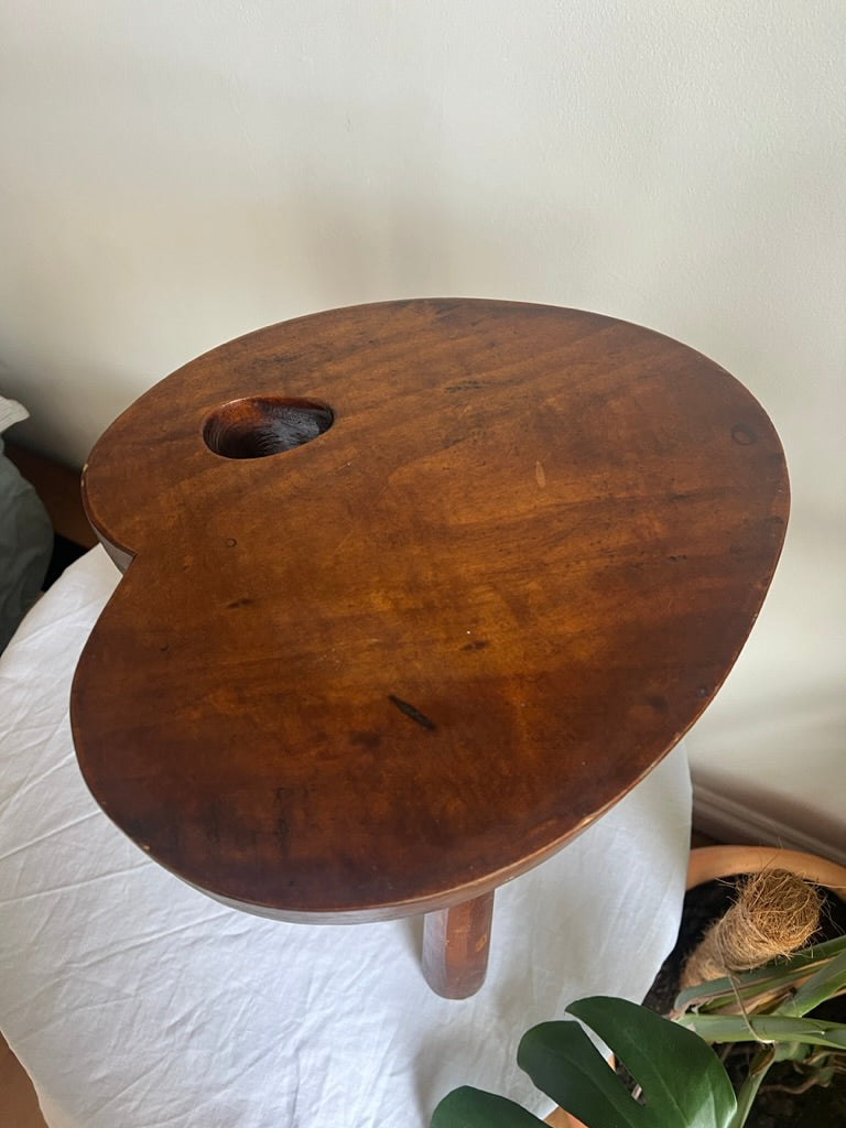 French art palette heart shaped wooden tripod stool