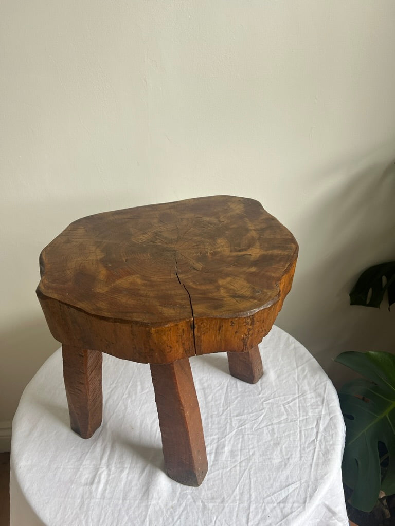 French tripod solid wood stool