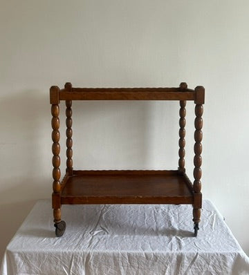 FRENCH BOBBIN BAR TROLLEY WITH WAVY TOP