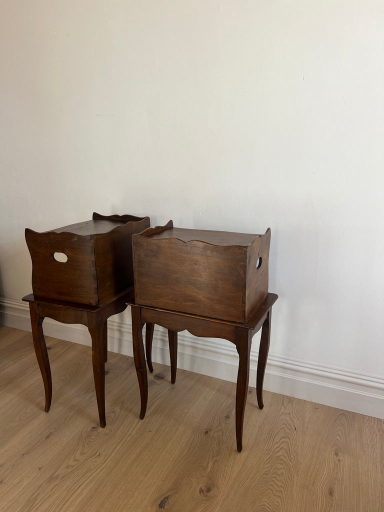 PAIR OF FRENCH WOODEN BEDSIDE TABLES