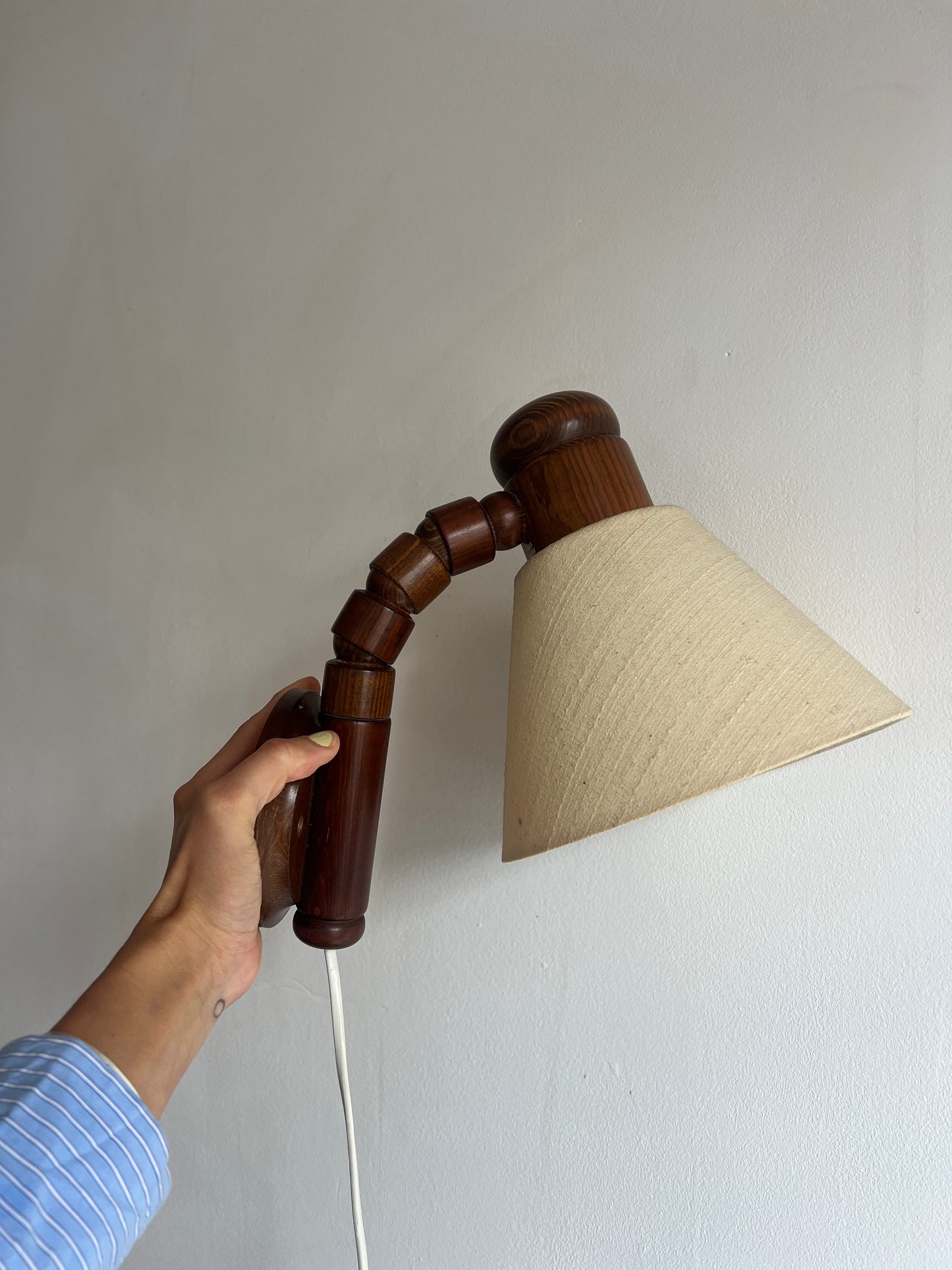 PAIR OF 70S DARK WOOD SWEDISH WALL LIGHTS