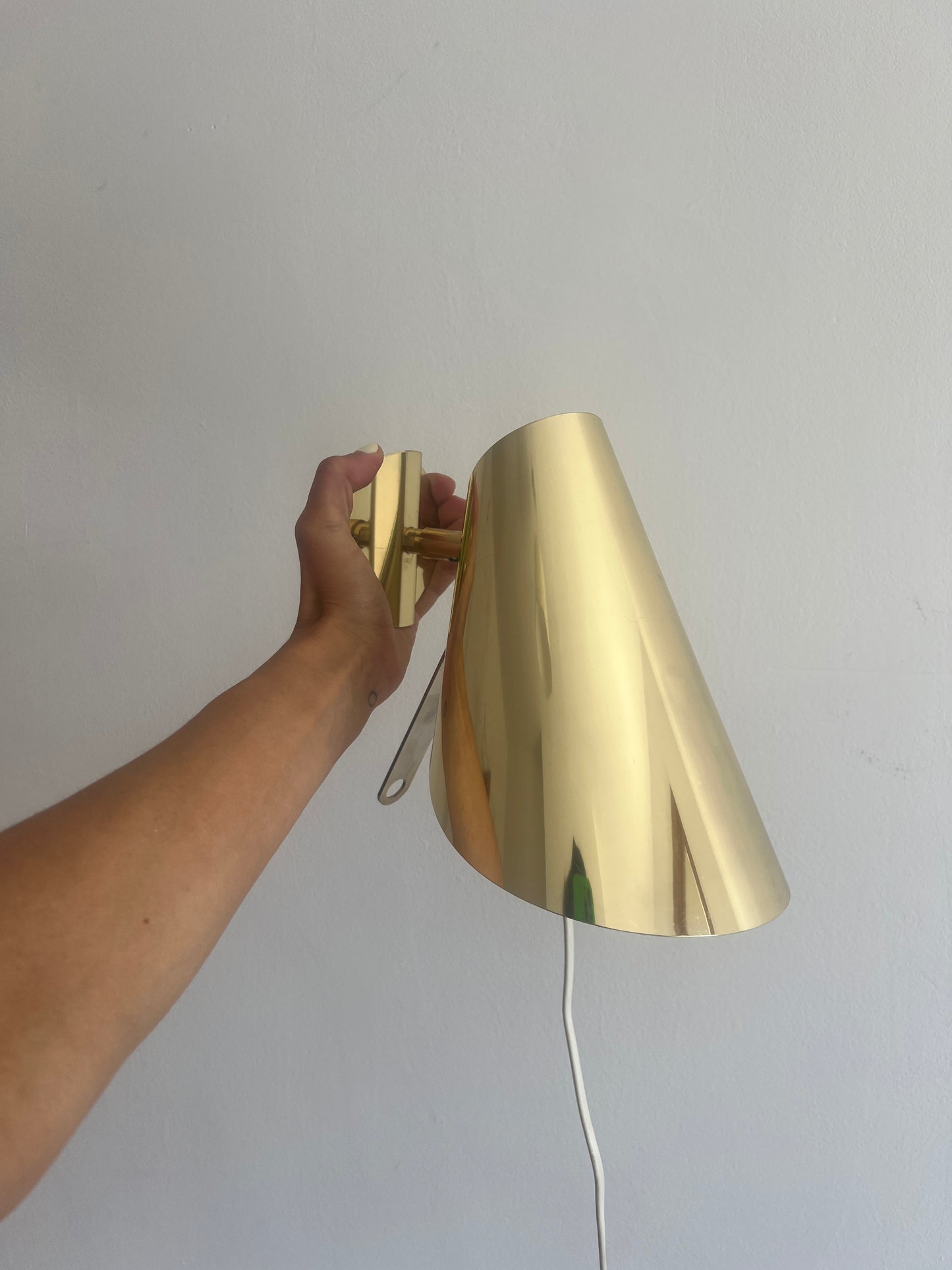 PAIR OF VINTAGE IKEA BRASS CONE WALL LIGHTS