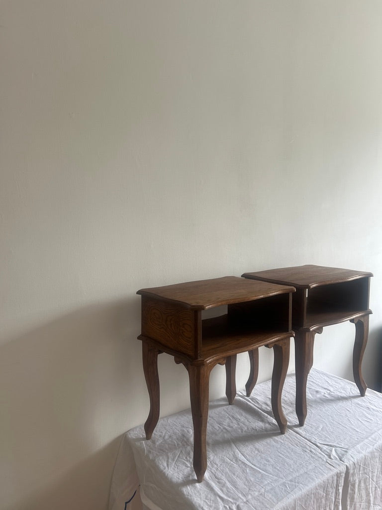 PAIR OF FRENCH OAK BEDSIDE TABLES