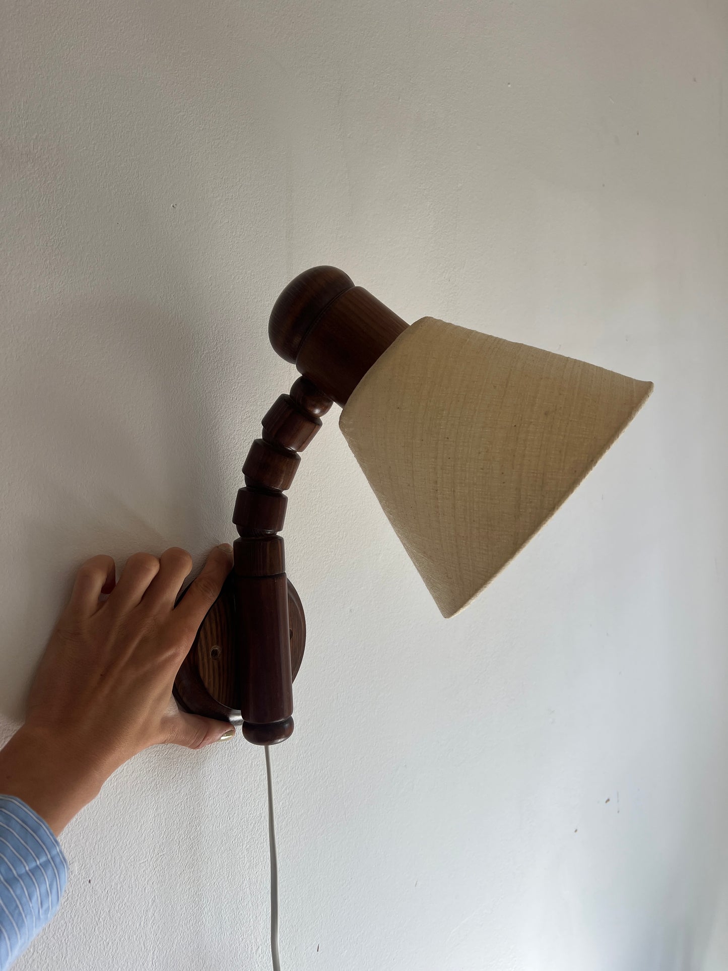 PAIR OF 70S DARK WOOD SWEDISH WALL LIGHTS