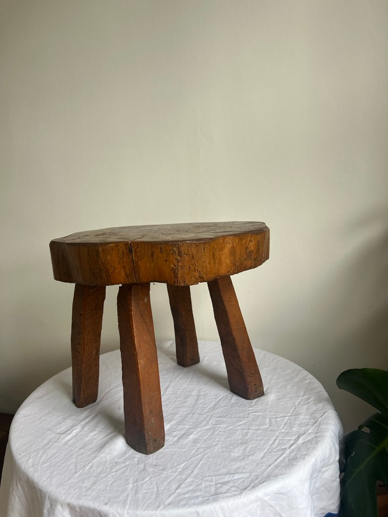 French tripod solid wood stool