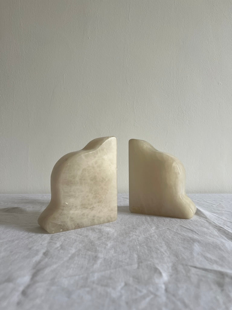 Pair of marble white 'cloud' book ends