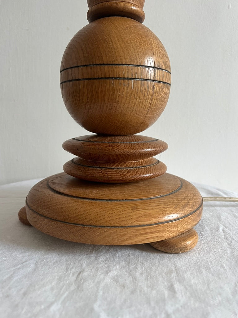 LARGE WOODEN SPHERE TABLE LAMP