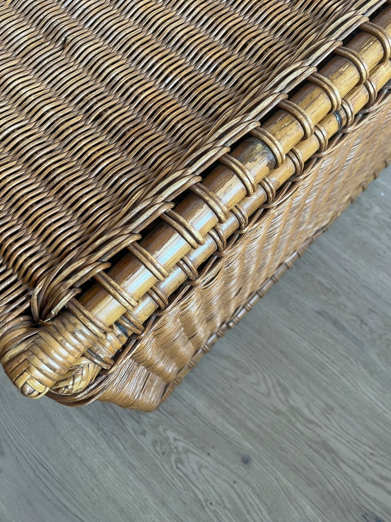 VINTAGE WICKER STORAGE TRUNK
