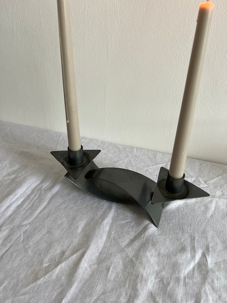 CHROME TRIANGLE CANDLE HOLDER