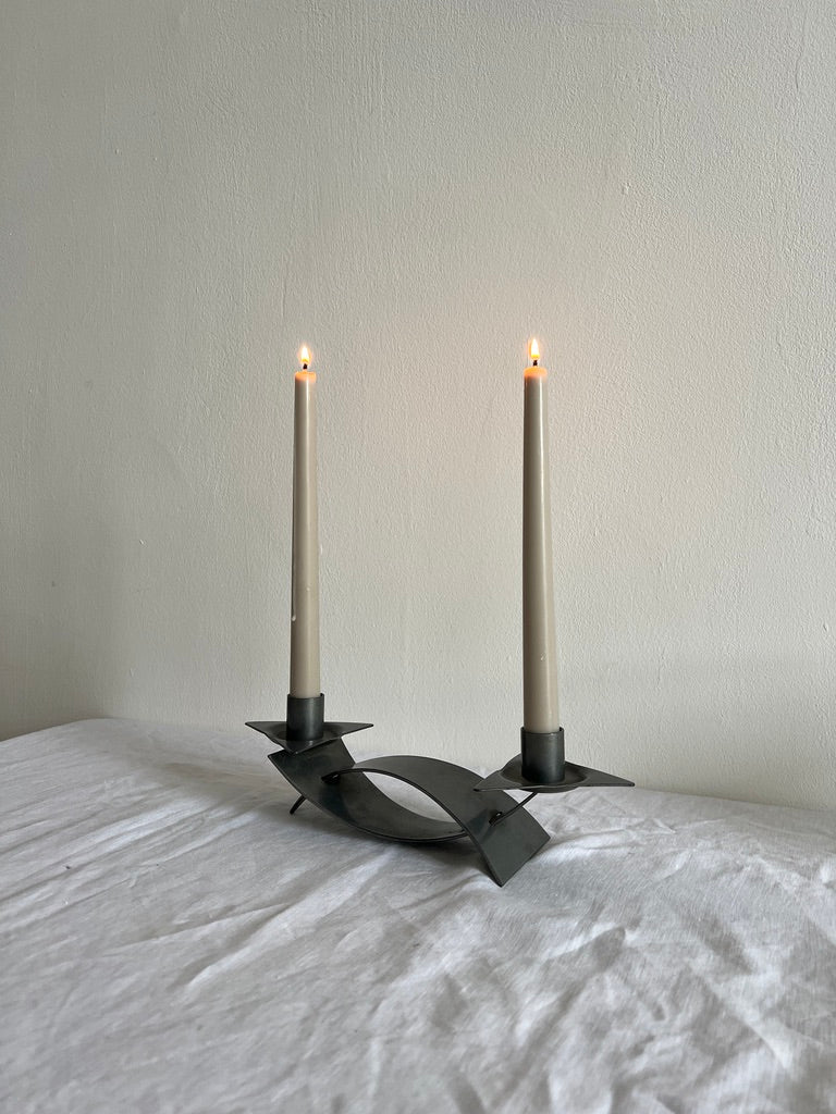 CHROME TRIANGLE CANDLE HOLDER