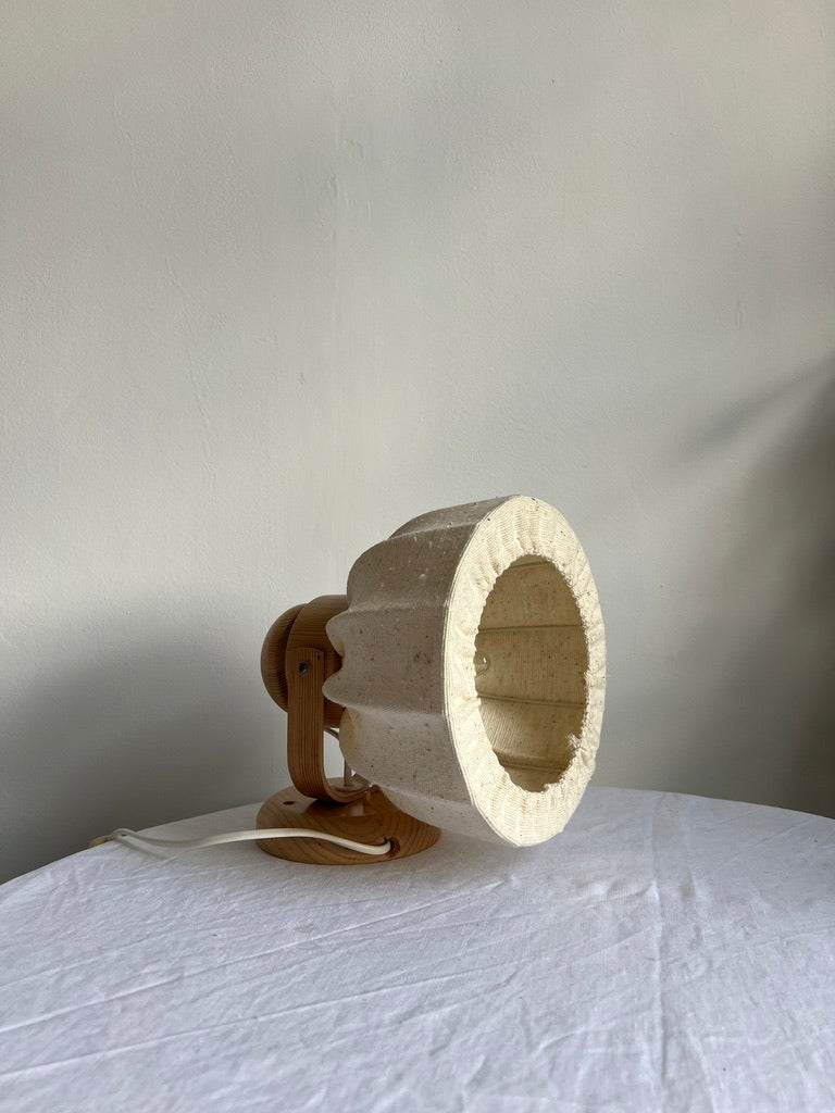 Mid century pine wall light with original cocoon shade
