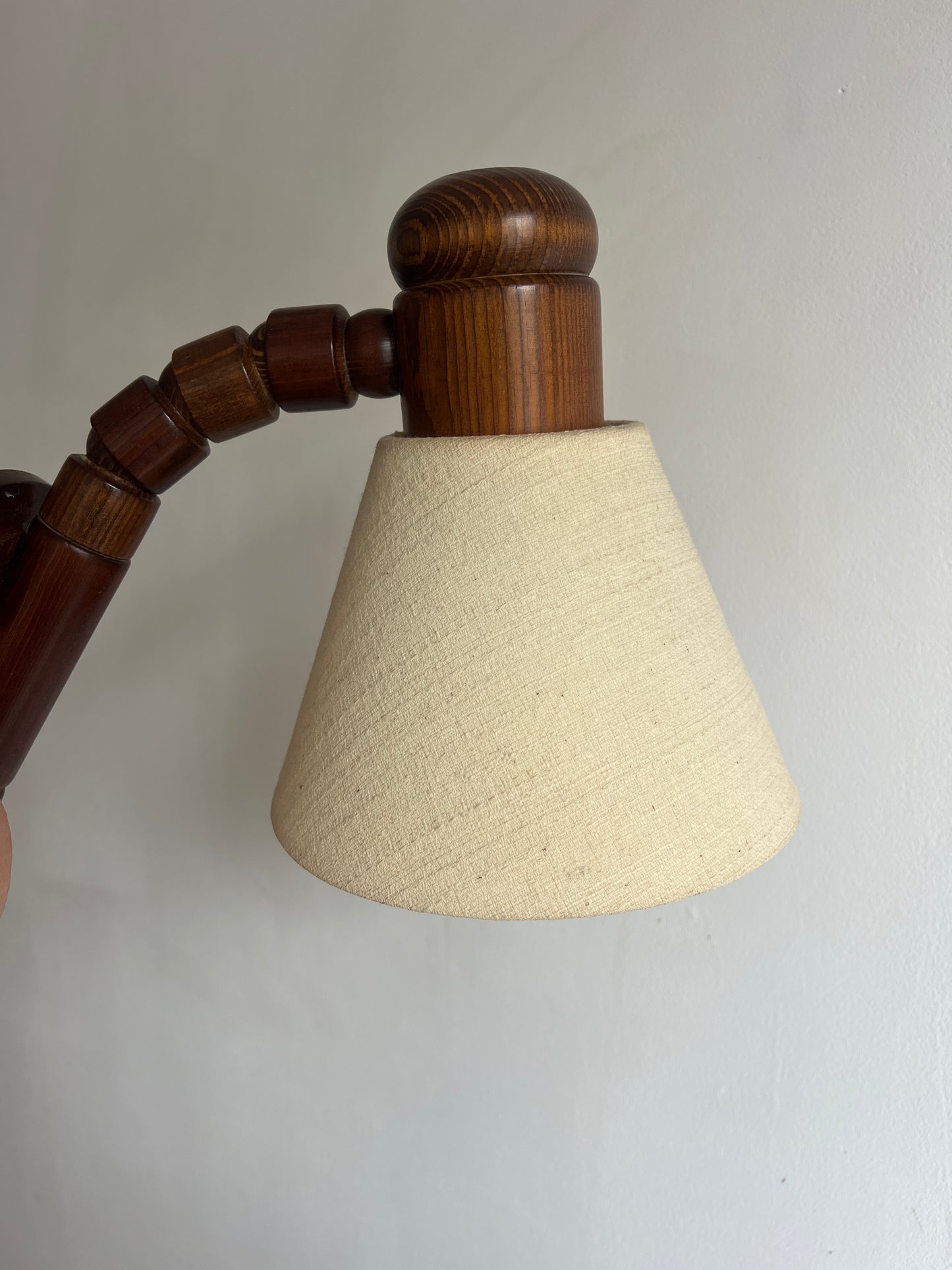 PAIR OF 70S DARK WOOD SWEDISH WALL LIGHTS