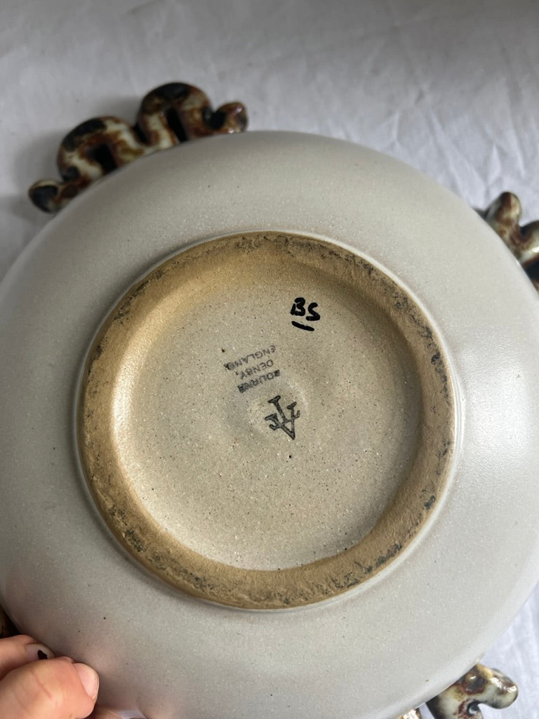 Ceramic serving bowl with wiggle handles, by Denby