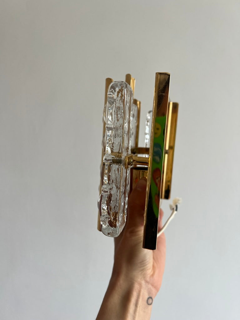 Pair of Mid Century brass & glass wall lights by Swedish designer