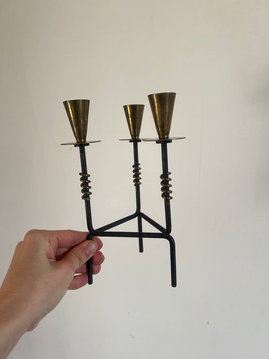 70S SWEDISH TRIPOD BLACK CANDLE HOLDER