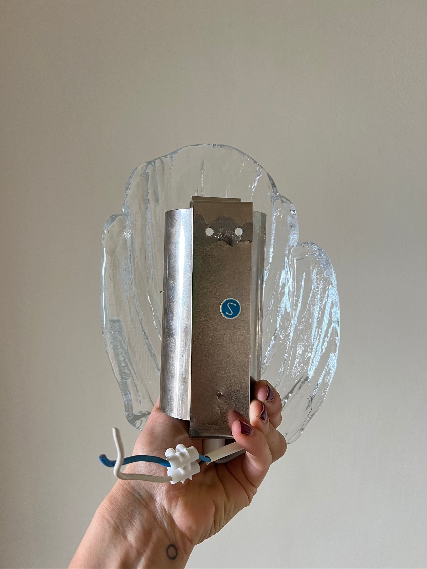 60S PAIR OF GLASS WALL LIGHTS