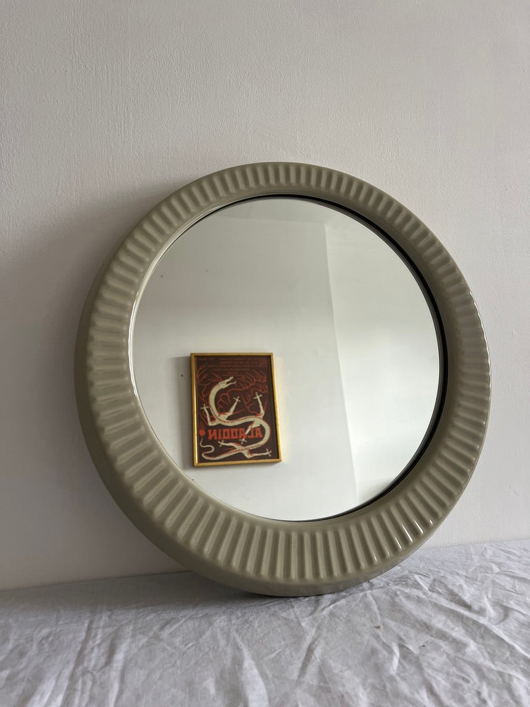 80s large ceramic sunburst mirror