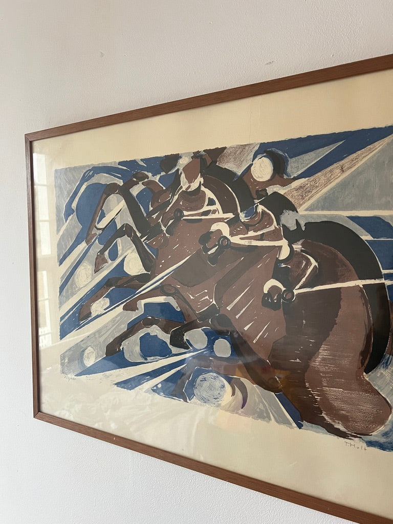 RIDER & STALLION LITHOGRAPH