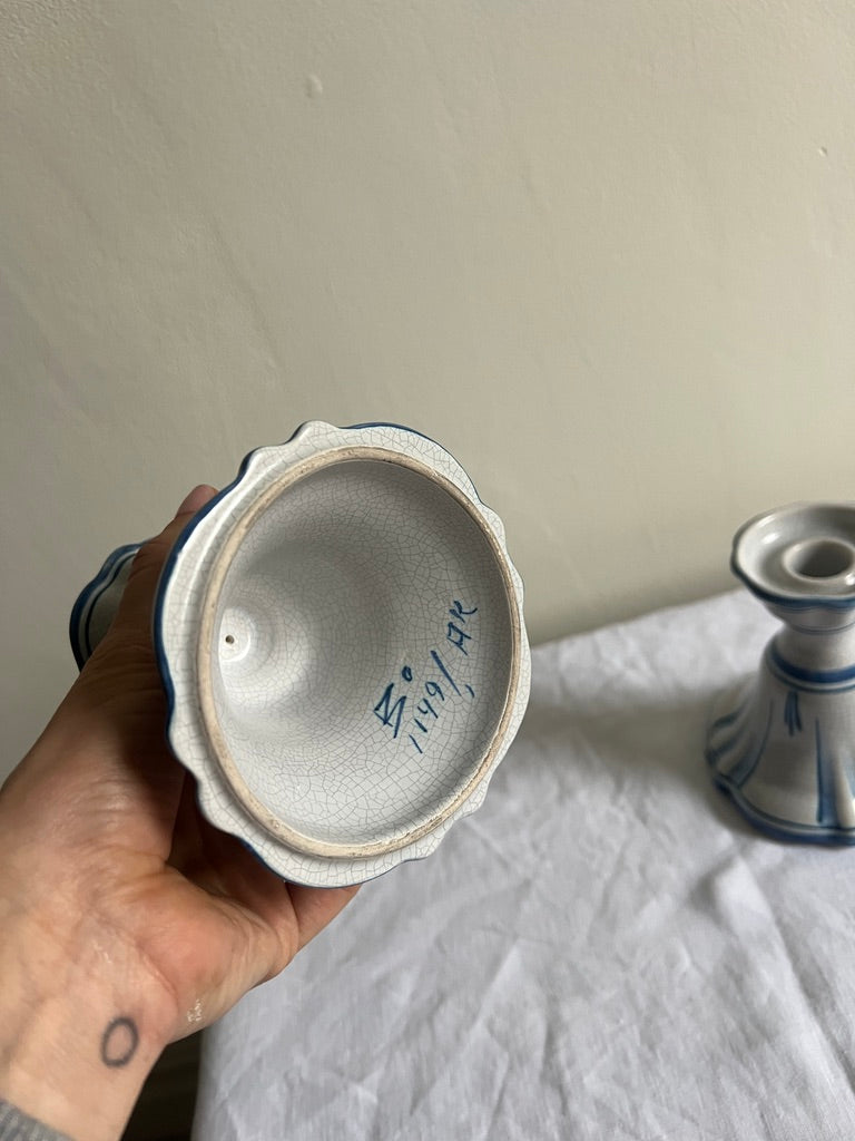 PAIR OF SWEDISH 30S CERAMIC CANDLE HOLDERS