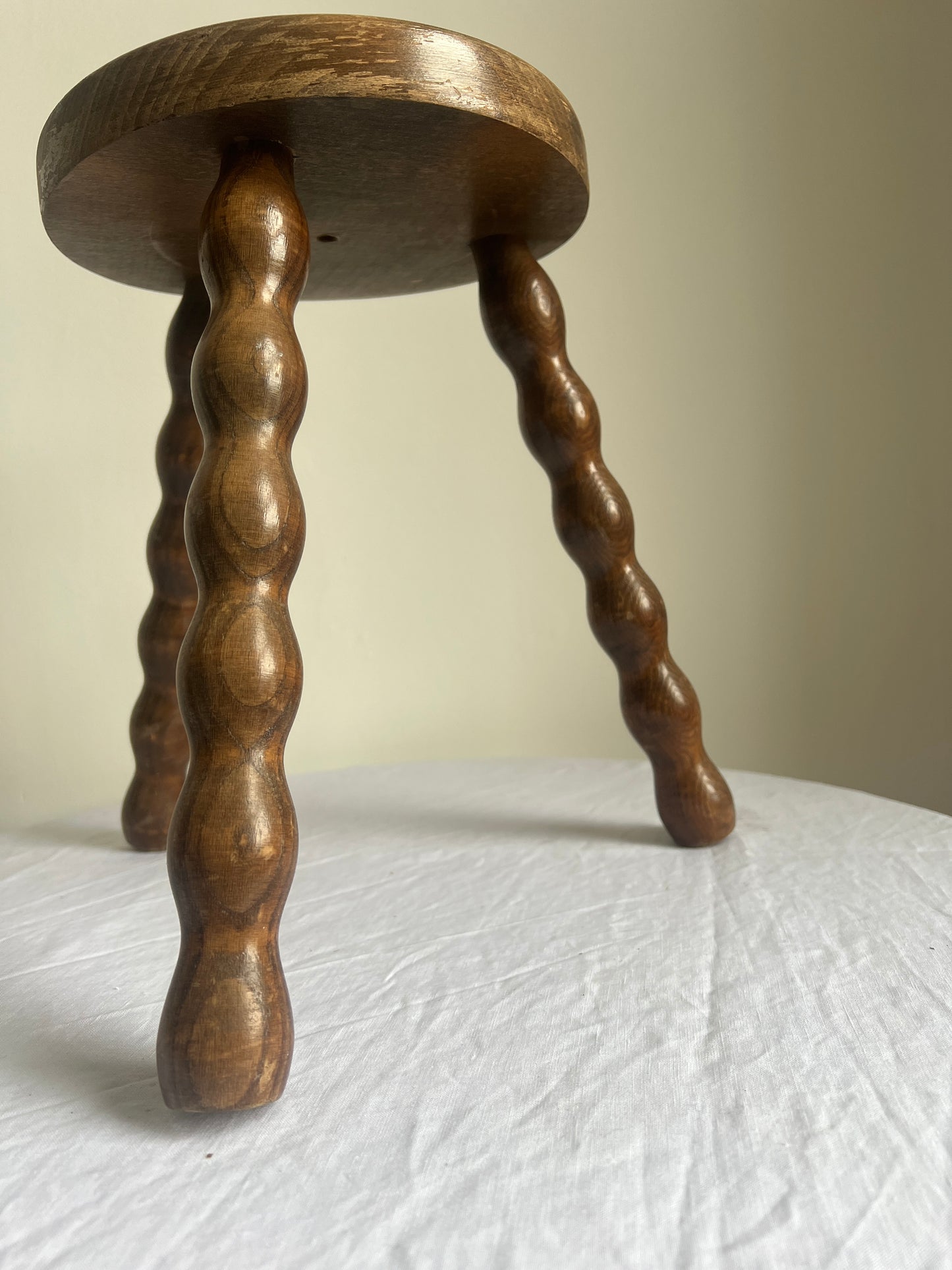 Small wooden French bobbin leg stool