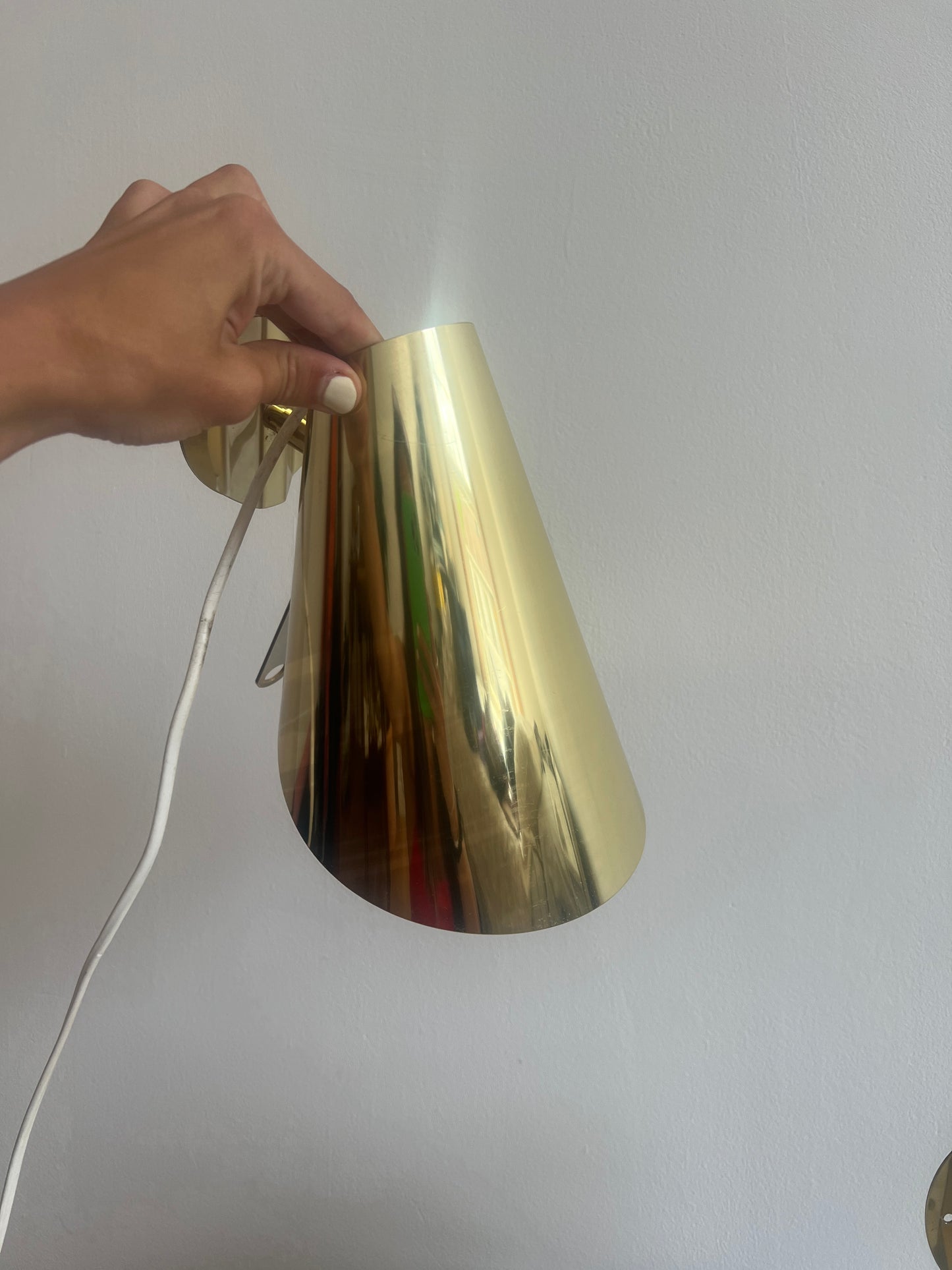 PAIR OF VINTAGE IKEA BRASS CONE WALL LIGHTS