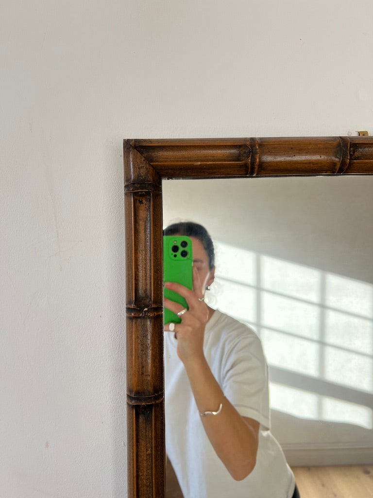 FAUX BAMBOO FRAMED WOODEN MIRROR