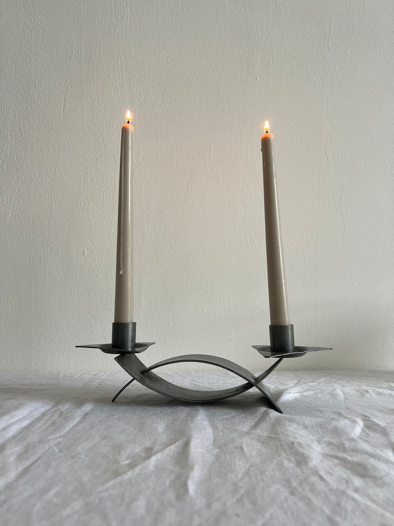 CHROME TRIANGLE CANDLE HOLDER