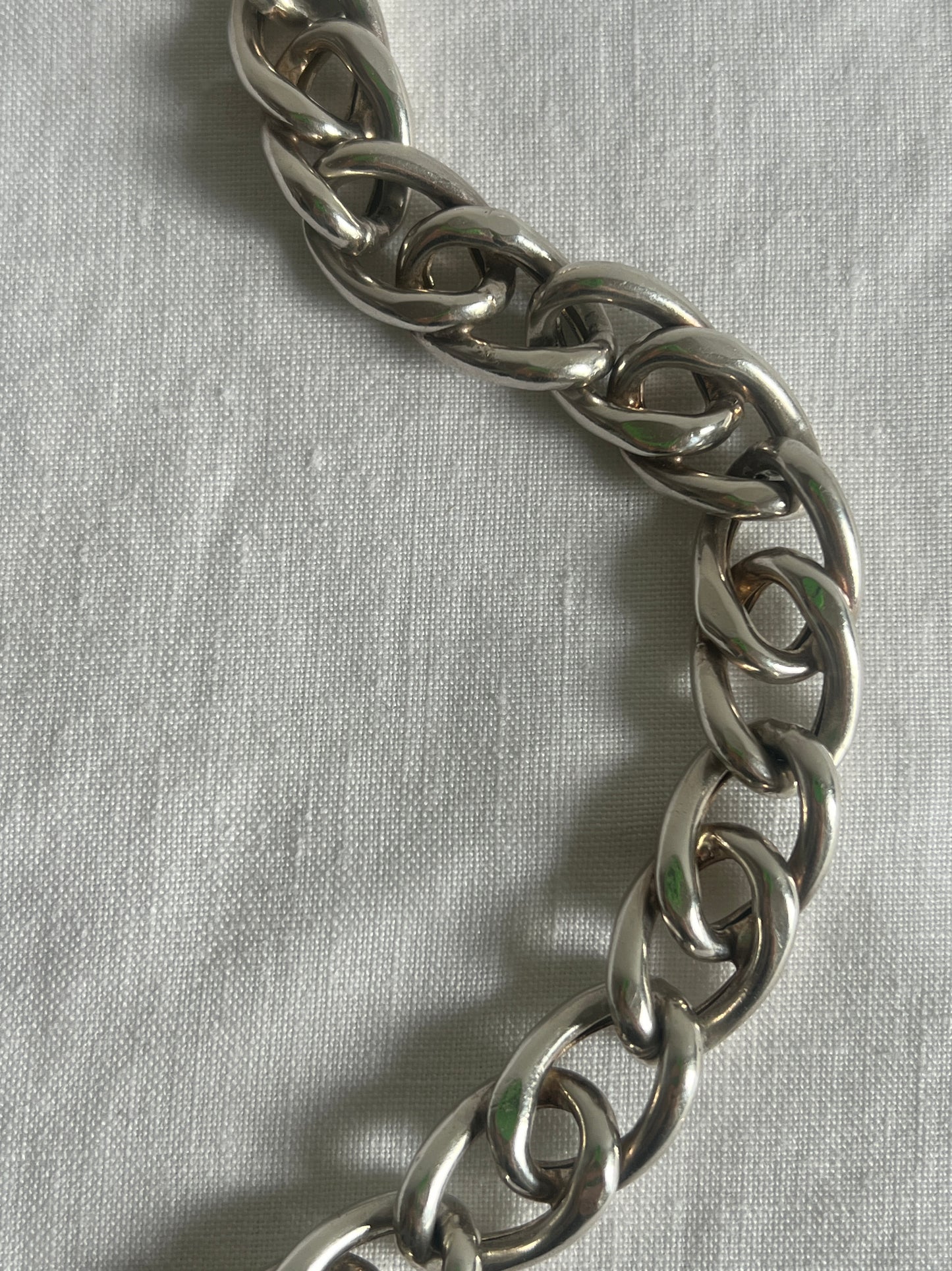 UNISEX ITALIAN SILVER HOLLOW CHUNKY CURB BRACELET