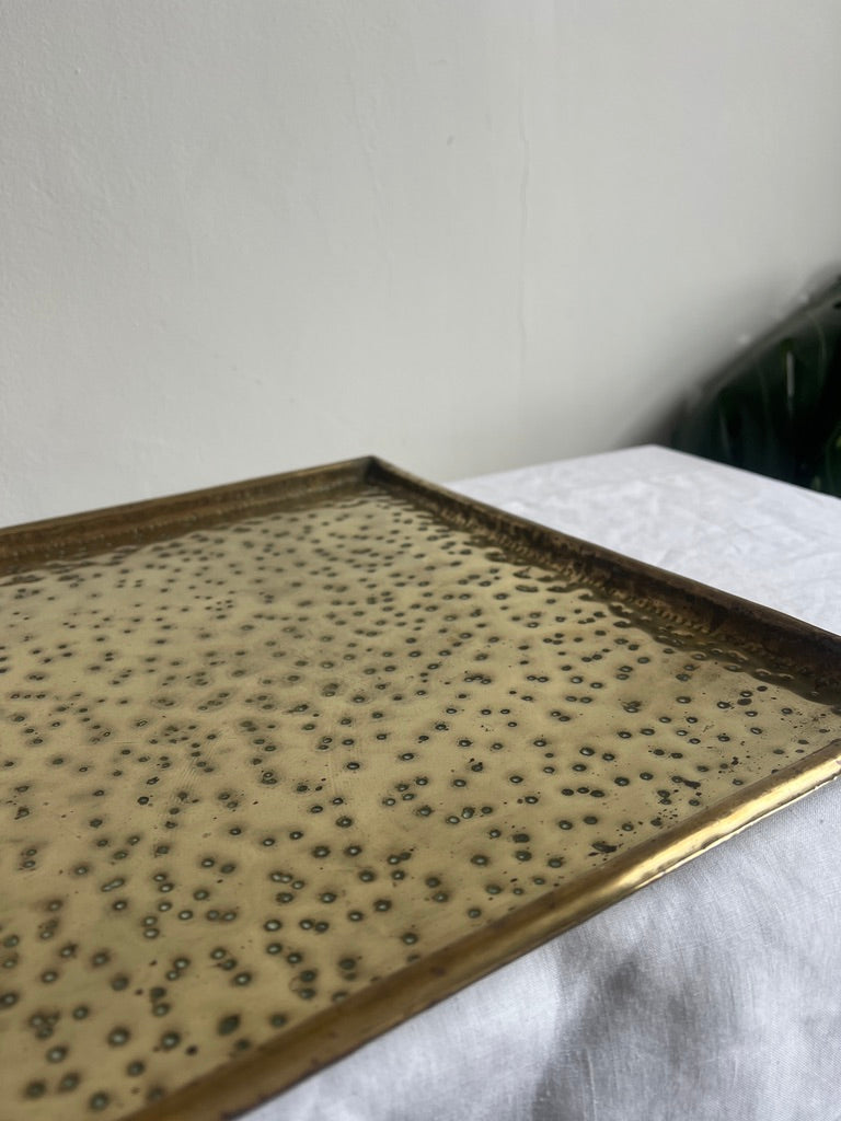 LARGE BRASS DOT WORK TRAY