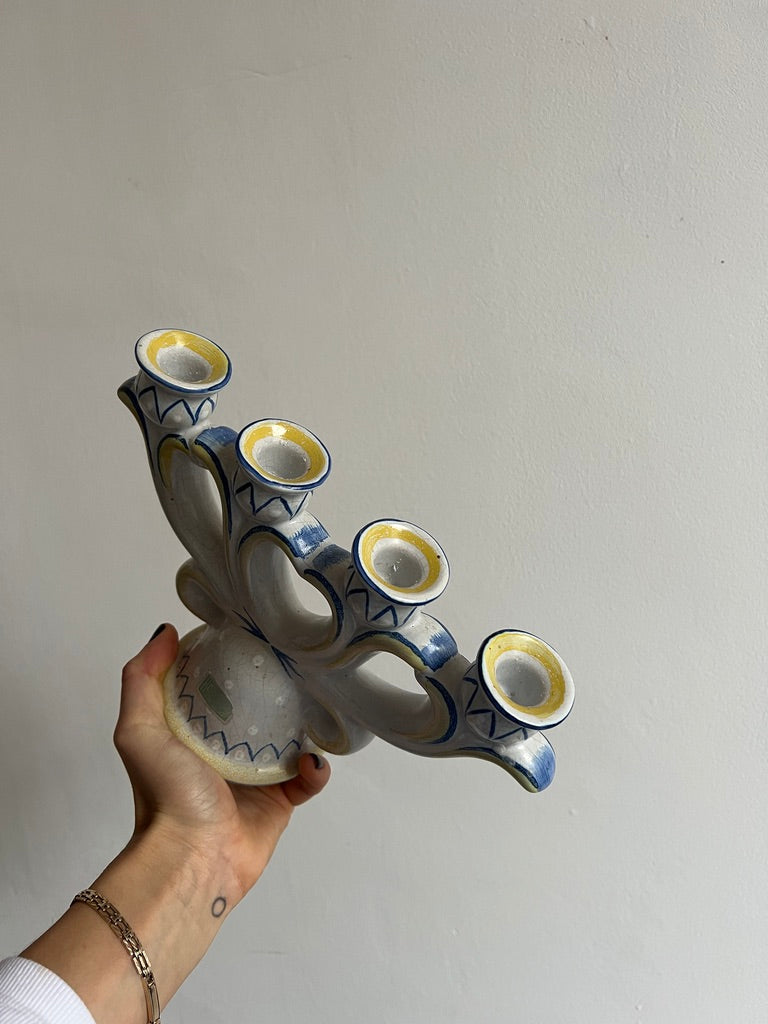 CERAMIC FOUR ARM CANDLE HOLDER