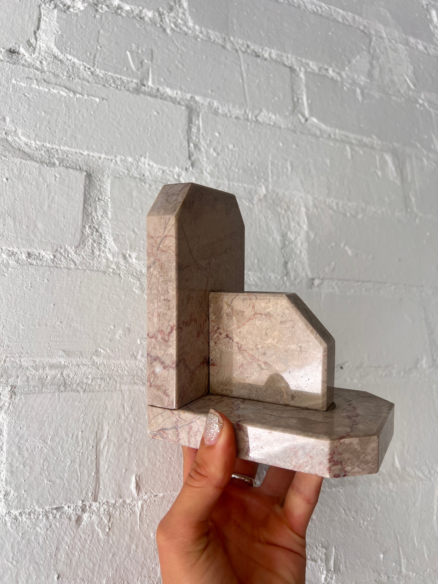 PAIR OF GREY MARBLE BOOK ENDS