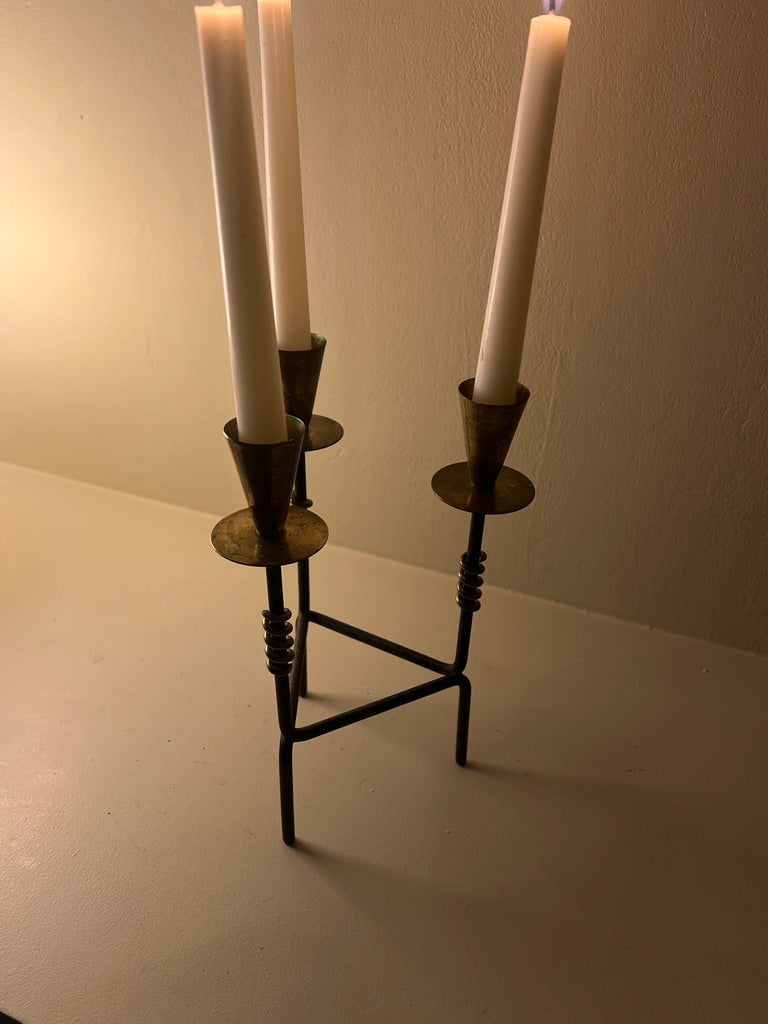 70S SWEDISH TRIPOD BLACK CANDLE HOLDER