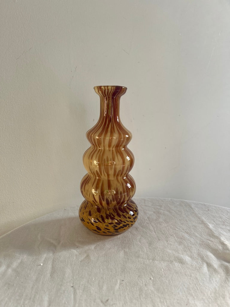 VINTAGE AMBER WAVY VASE
