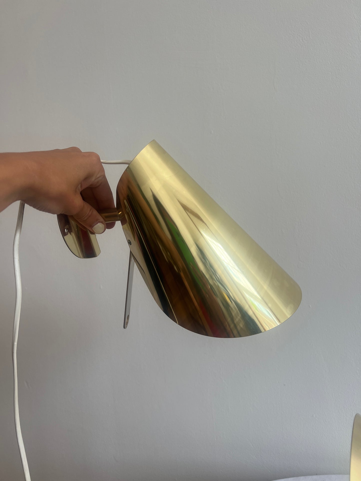 PAIR OF VINTAGE IKEA BRASS CONE WALL LIGHTS