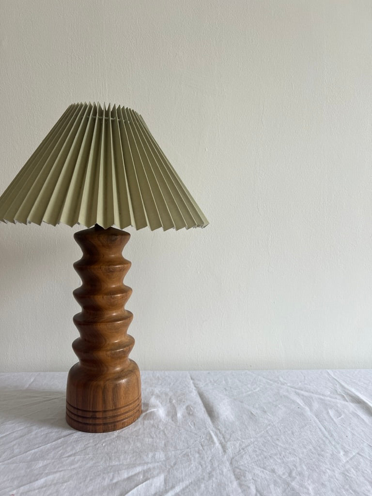 Mid Century turned wooden table lamp