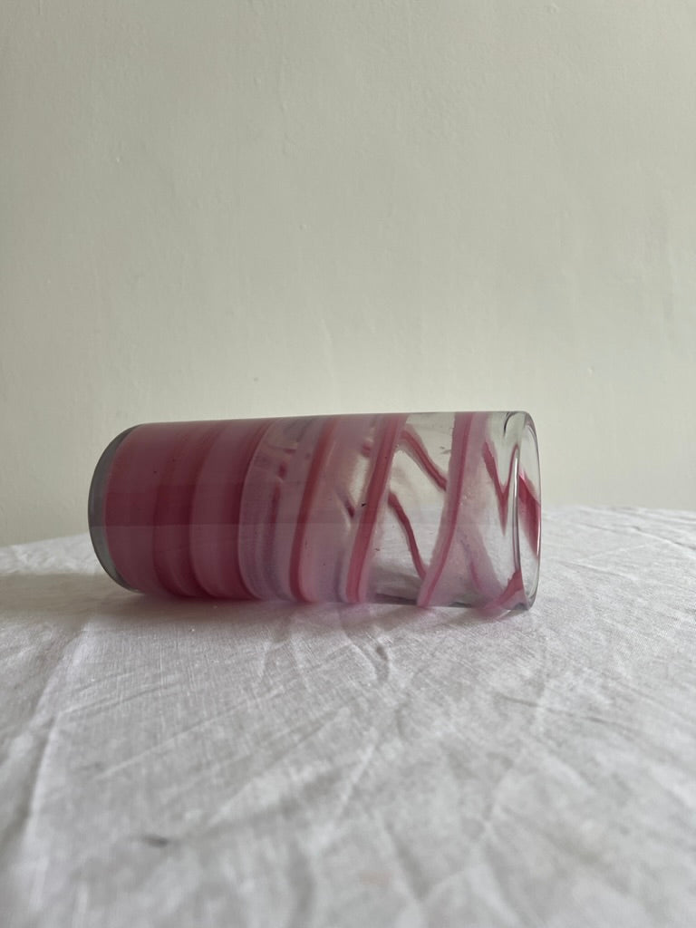 PINK SWIRL SMALL GLASS VASE