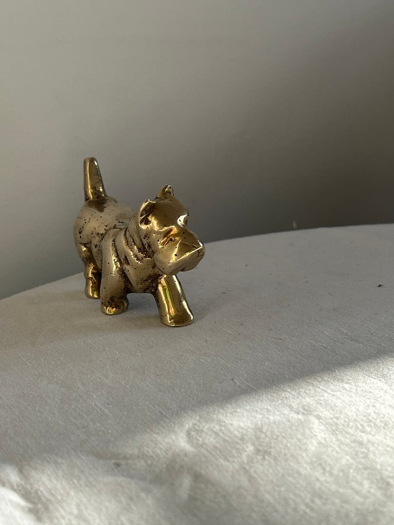 VINTAGE SOLID BRASS SCOTTIE DOG PAPERWEIGHT