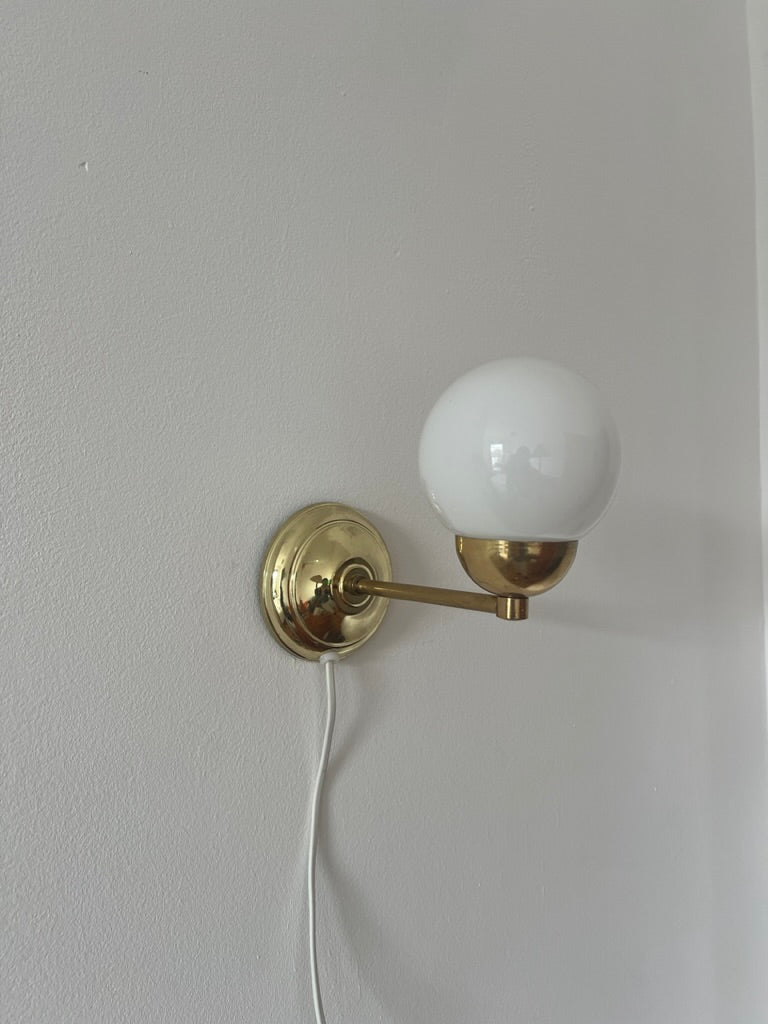 Pair of Swedish small brass globe lights