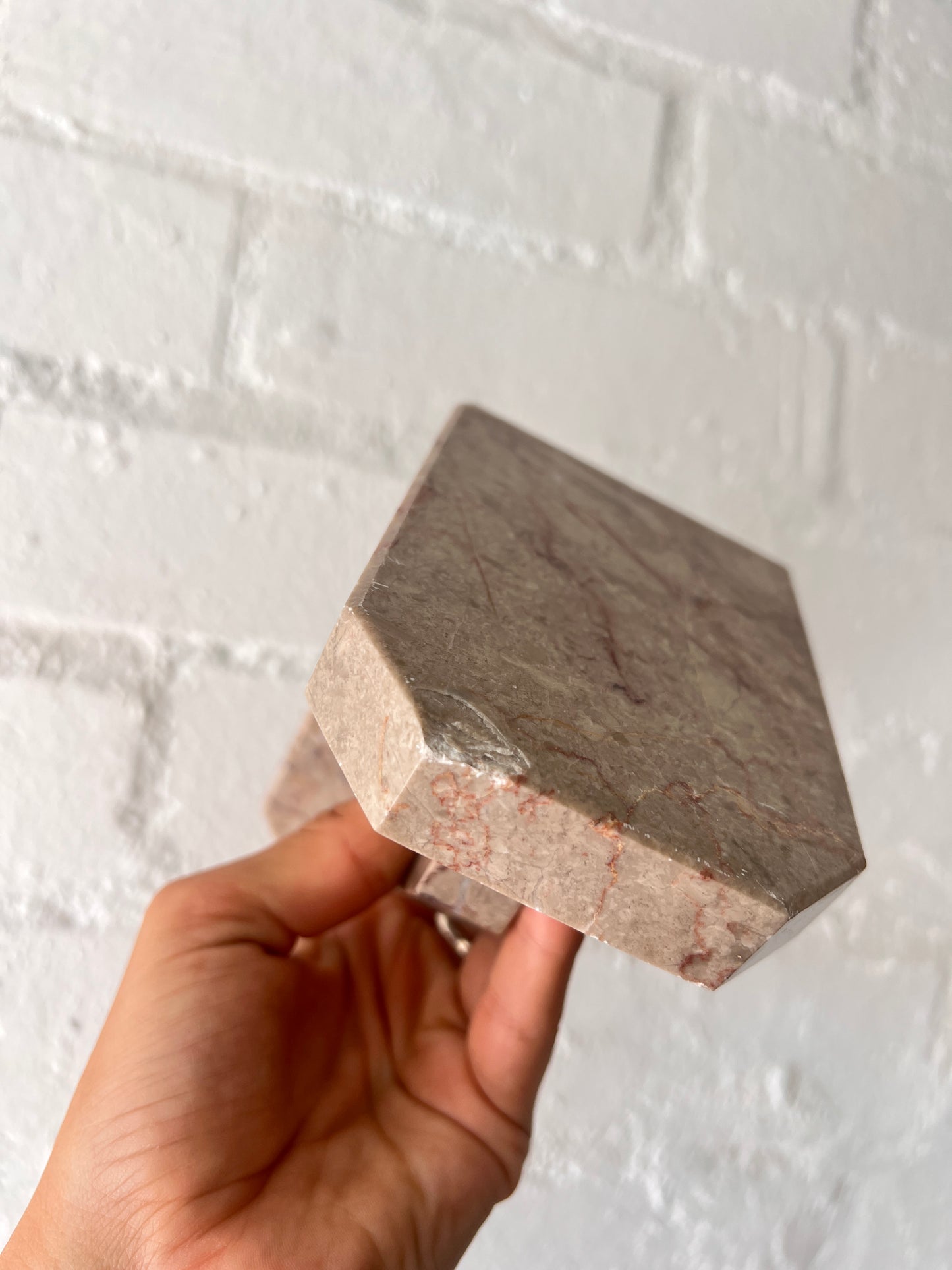 PAIR OF GREY MARBLE BOOK ENDS